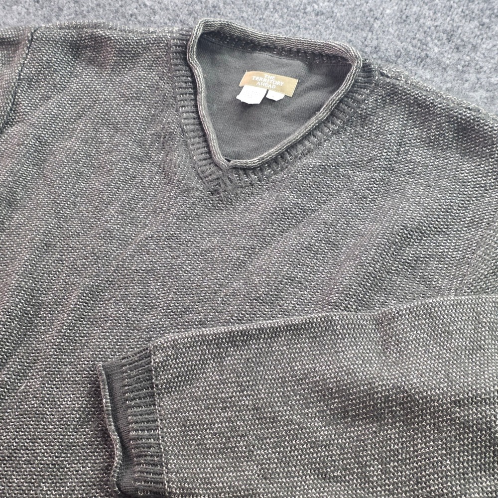 The Territory Ahead Sweater XL Gray V-Neck Textured Cotton Blend Knit Pullover M